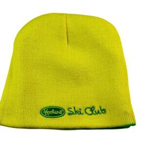 Hooters Ski Club Knit cap hat - GREEN & YELLOW